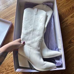 Madden Girl Knee high white cowboy boots